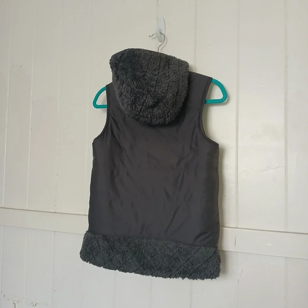 Patagonia Los Gatos Hooded Vest Women's XS Forged Grey Full Zip Reversible 25221